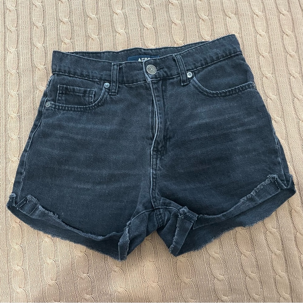 Aeropostale Black High-Waist Denim Jean Shorts
